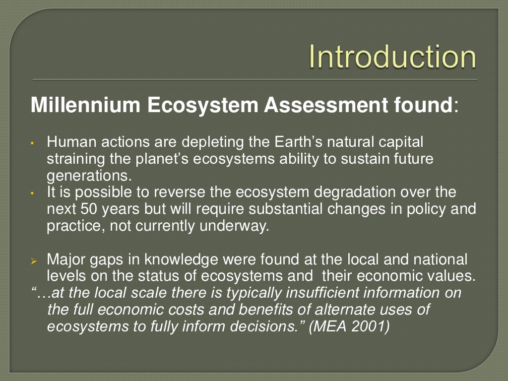 Millennium Ecosystem Assessment found