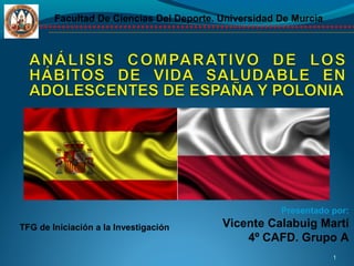 Facultad De Ciencias Del Deporte. Universidad De Murcia
Presentado por:
Vicente Calabuig Martí
4º CAFD. Grupo A
1
TFG de Iniciación a la Investigación
 