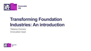 Transforming Foundation
Industries: An introduction
Tatiana Correia
Innovation lead
 