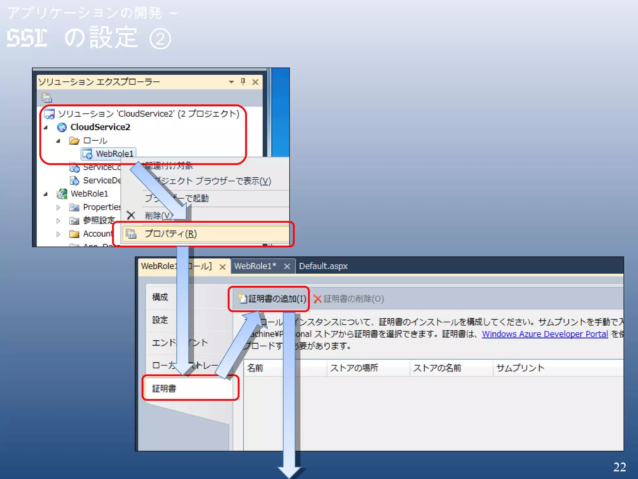 22
アプリケーションの開発 ～
SSL の設定 ②
 