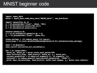 MNIST beginner code
 