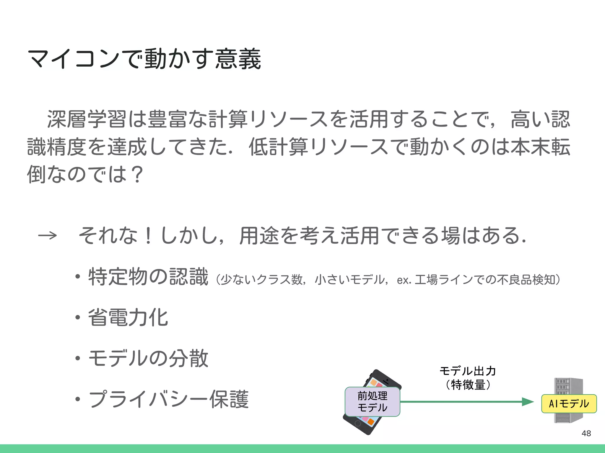 モデル出力
（特徴量）
48
 