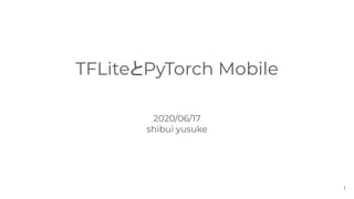 TFLiteとPyTorch Mobile
2020/06/17
shibui yusuke
1
 