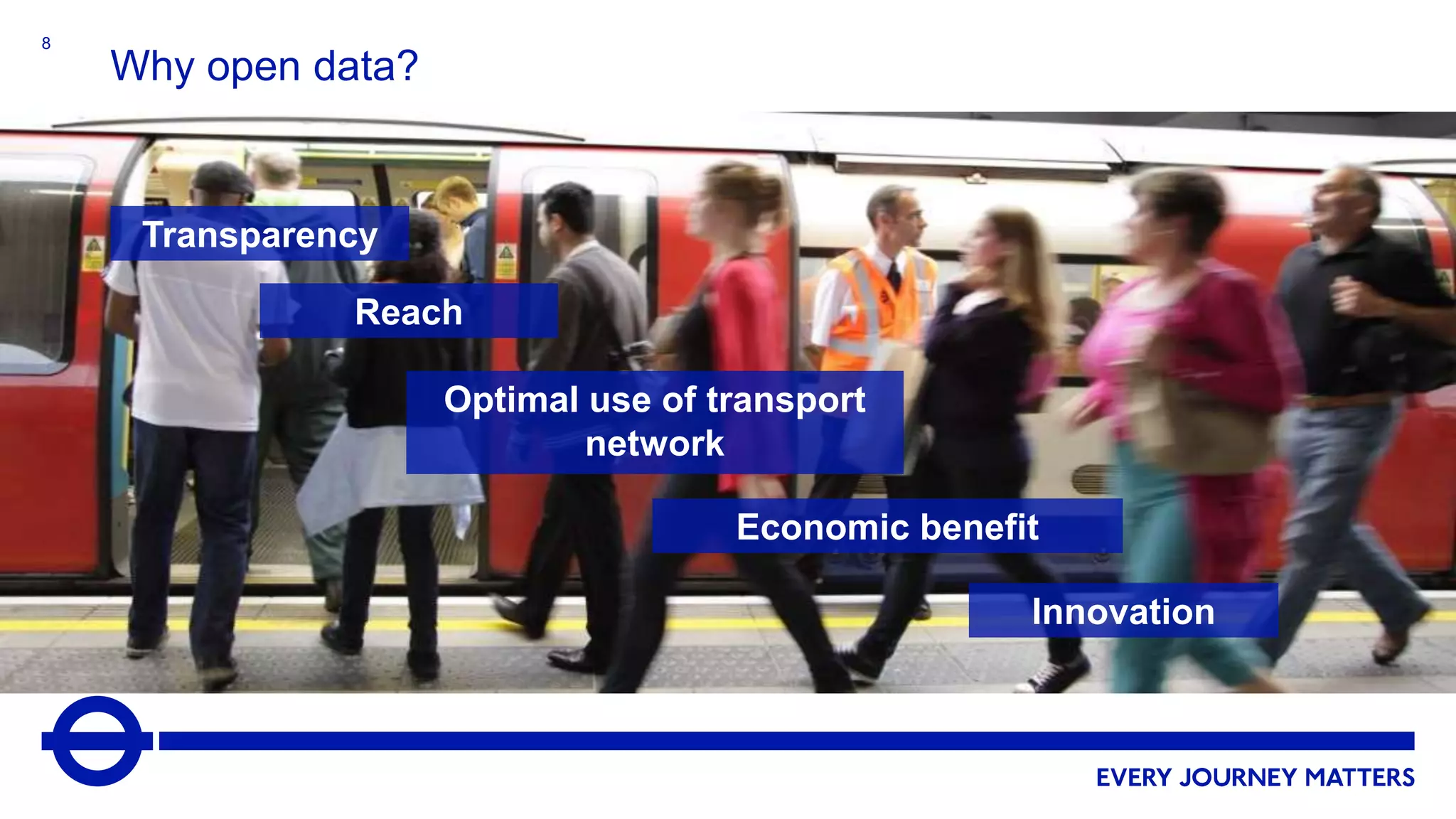 8
8
Transparency
Reach
Optimal use of transport
network
Economic benefit
Innovation
Why open data?
 