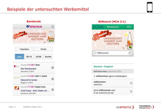 Beispiele der untersuchten Werbemittel
Banderole

Seite 11

AdEffects Digital 2013

Billboard (MCA 2:1)

 