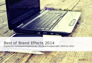 Best of Brand Effects 2014
Ergebnisse kampagnenbegleitender Werbewirkungsstudien 2008 bis 2014
 