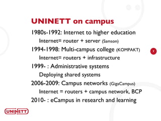 UNINETT figures Connecting 200+ institutions 