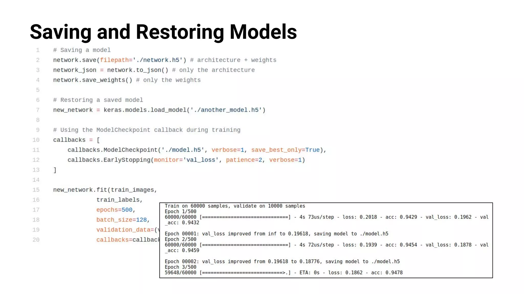 Saving and Restoring Models
 