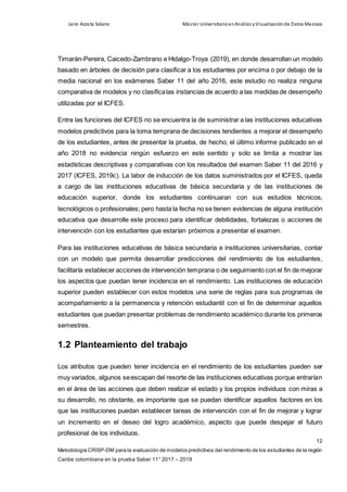Jairo Acosta Solano Máster UniversitarioenAnálisis yVisualizaciónde Datos Masivos
12
Metodología CRISP-DM para la evaluaci...