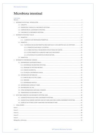 Microbiota Intestinal
pág. 1 Mª Dolores Montalvo Carcelén
Microbiota intestinal
CONTENIDO
Abstract...........................
