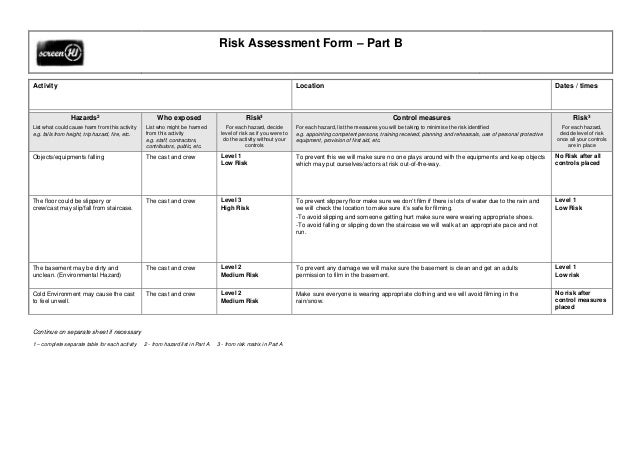 tfm risk assessment high risk activity form