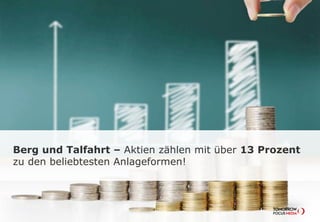 Berg und Talfahrt - Aktien zählen mit über 13
Prozent zu den beliebtesten Anlageformen!
 
