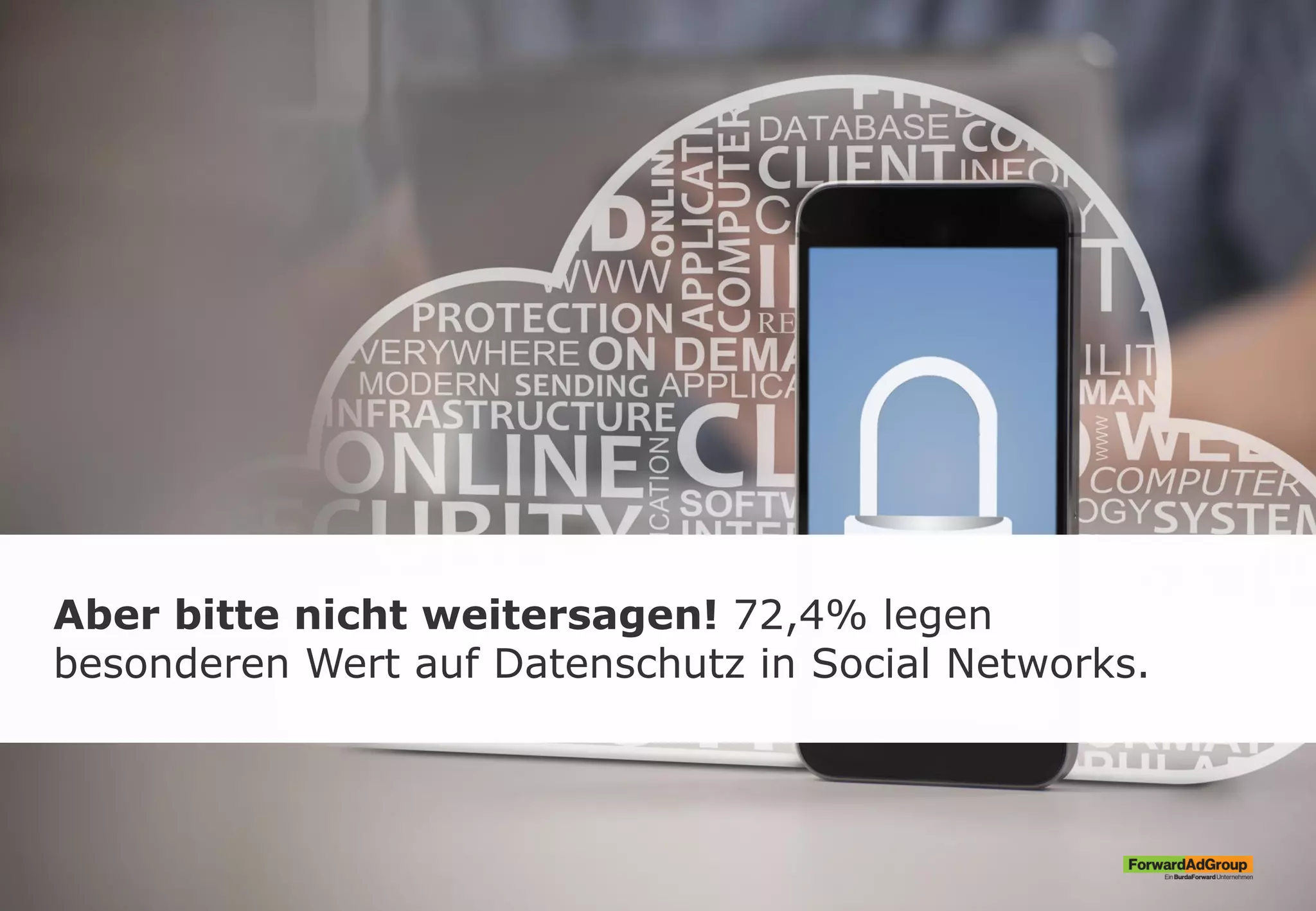 Aber bitte nicht weitersagen! 72,4% legen
besonderen Wert auf Datenschutz in Social Networks.
 