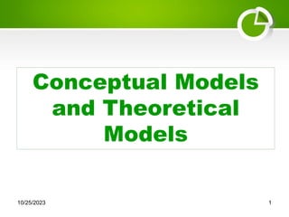 Conceptual Models
and Theoretical
Models
10/25/2023 1
 