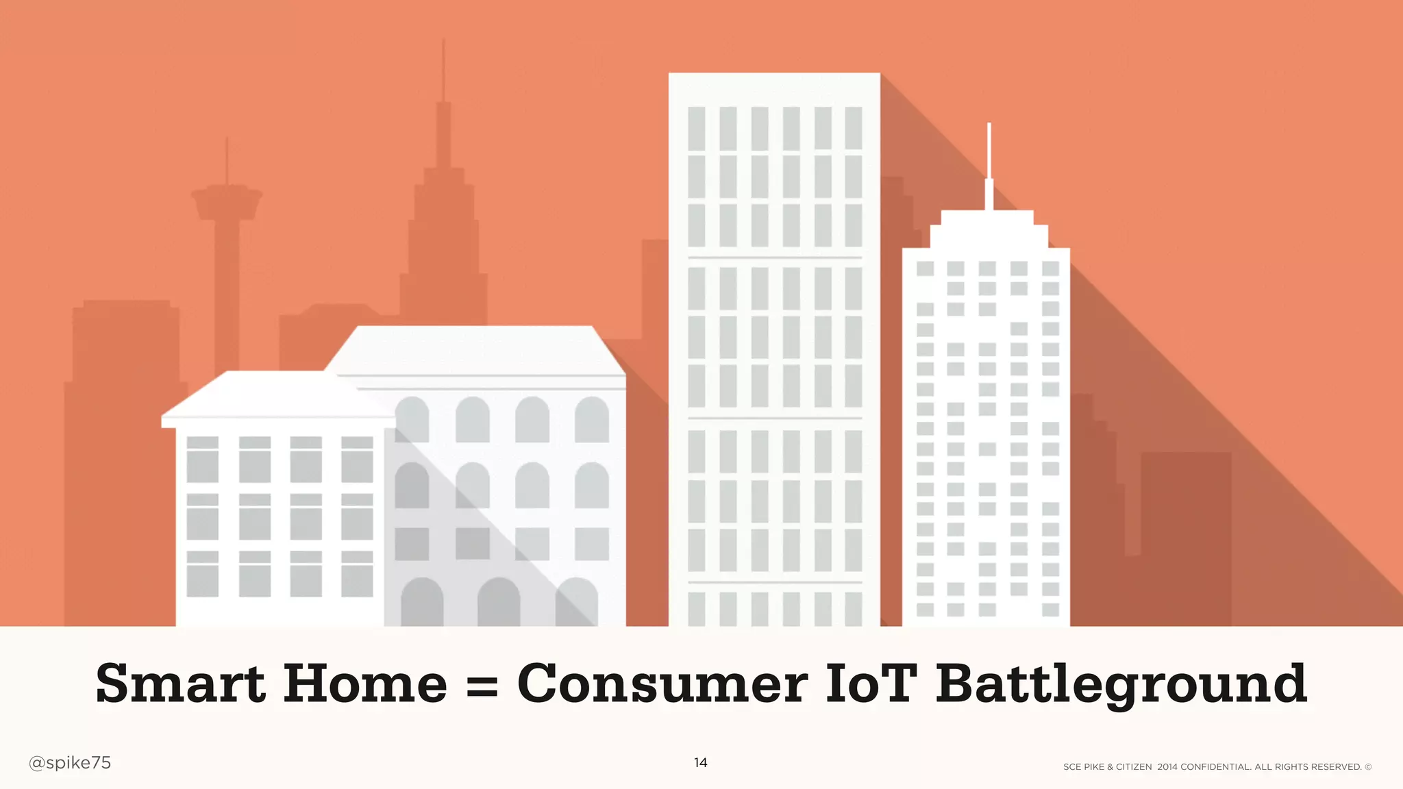 SCE PIKE & CITIZEN 2014 CONFIDENTIAL. ALL RIGHTS RESERVED. ©@spike75 14
Smart Home = Consumer IoT Battleground
 