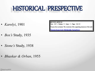 HISTORICAL PRESPECTIVE
• Karolyi, 1901
• Box’s Study, 1935
• Stone’s Study, 1938
• Bhaskar & Orban, 1955
 