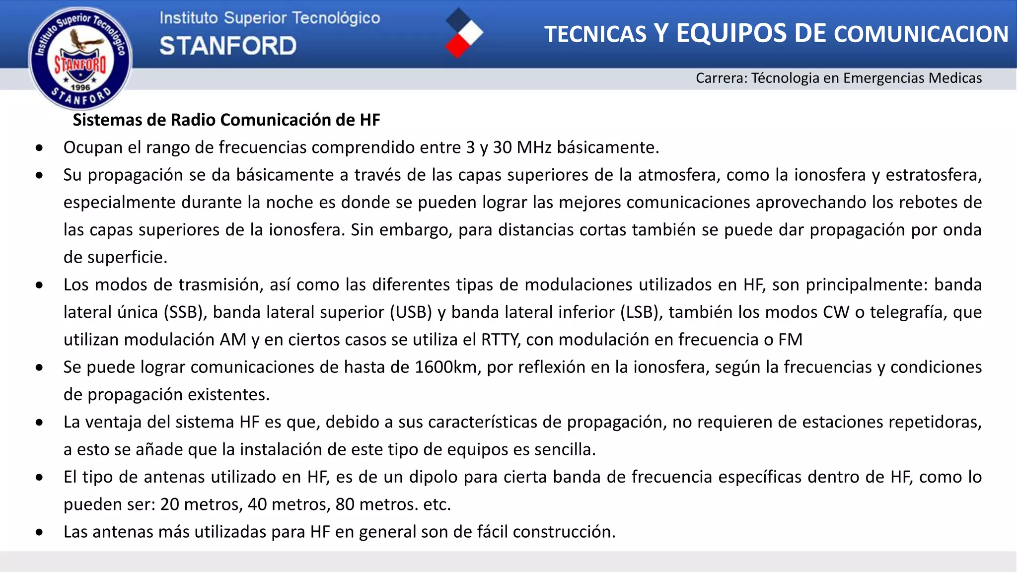 SISTEMAS DE COMUNICACIÓN HF, VHF, UHF | PPTX