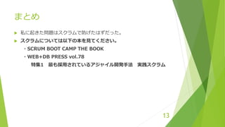 ޤȤ
? ˽𤭤}ϥǷϤä
? ˤĤƤ¤αҊƤ
?SCRUM BOOT CAMP THE BOOK
?WEB+DB PRESS vol.78
ؼ1 äƤ륢㥤_kַ g
13
 