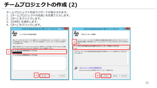 60
チームプロジェクト作成ウイザードが表示されます。
1. [チームプロジェクトの名前] を任意で入力します。
2. [次へ] をクリックします。
3. [CMMI] を選択します。
4. [次へ] をクリックします。
チームプロジェクトの作成 (2)
2
1
4
3
 
