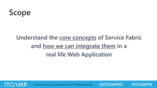@ITCAMPRO #ITCAMP16Community Conference for IT Professionals
Scope
 