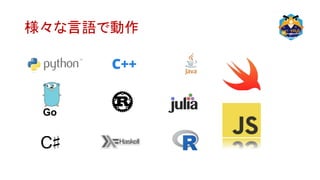様々な言語で動作
Go
 