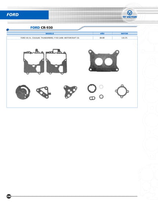FORD


                FORD CR-930
                               MODELO                               AÑO     MOTOR

       FORD V6 CIL. COUGAR, THUNDERBIRD, F150 CARB. MOTORCRAFT 2G   84-89   3.8 LTS




198
 