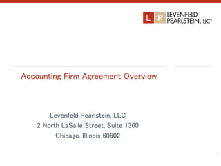 Accounting Firm Agreement Overview
Levenfeld Pearlstein, LLC
2 North LaSalle Street, Suite 1300
Chicago, Illinois 60602
1
1
 