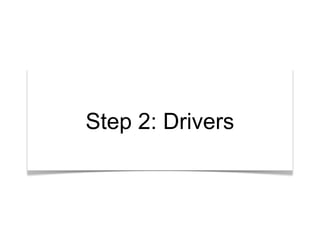 “What’s the story?”
Step 2: Drivers
 