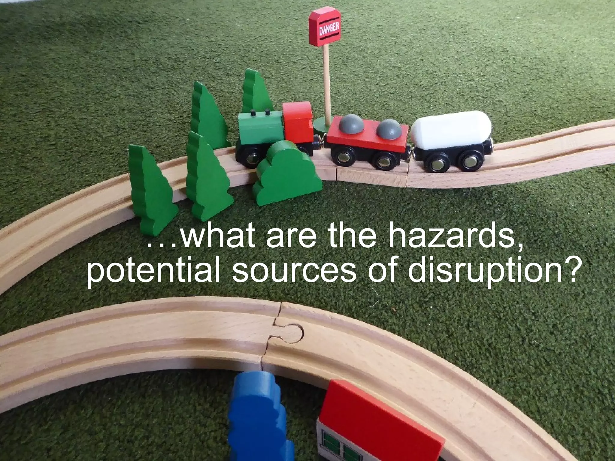 …what are the hazards,
potential sources of disruption?
 
