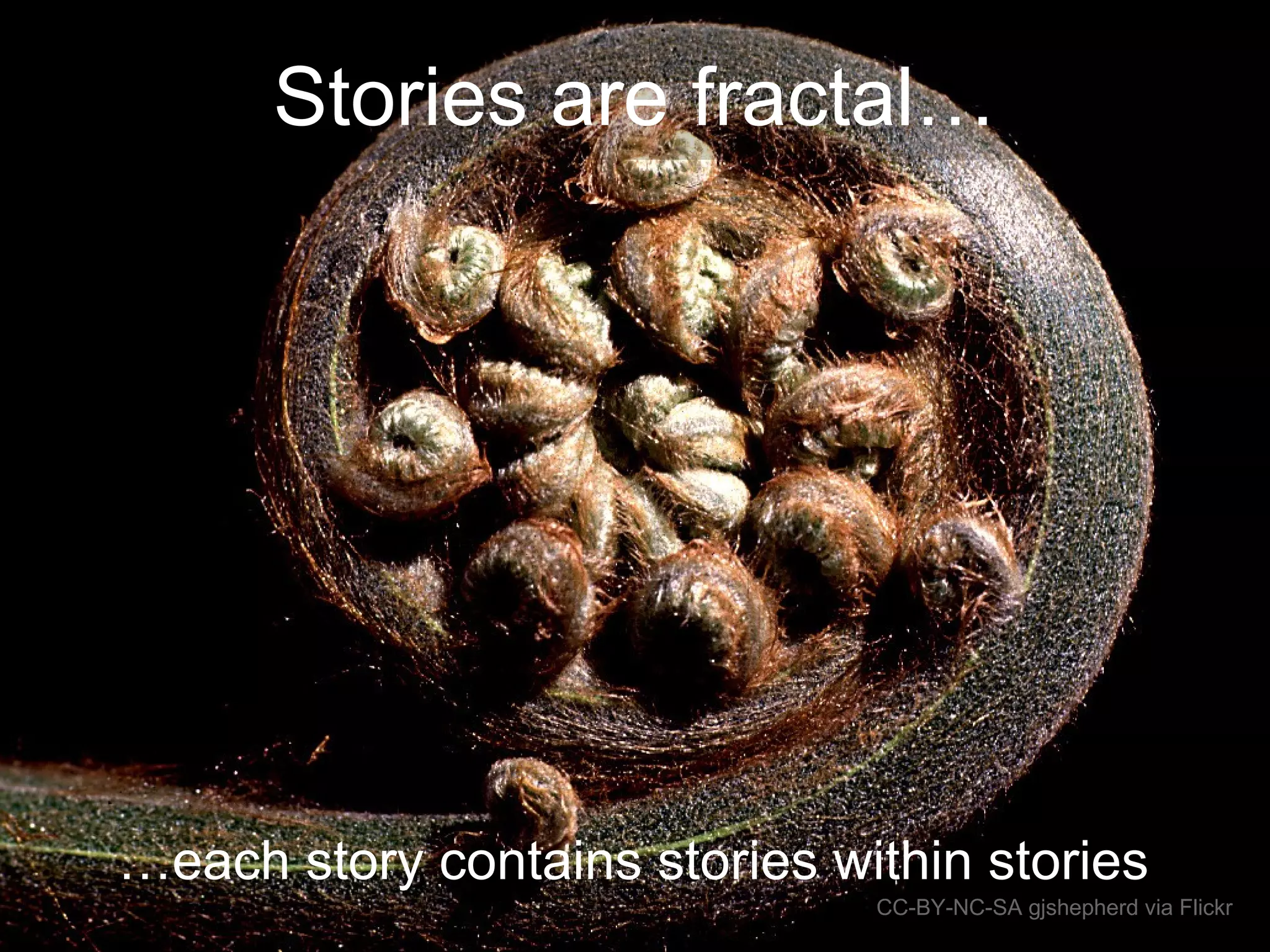 Stories are fractal…
…each story contains stories within stories
CC-BY-NC-SA gjshepherd via Flickr
 