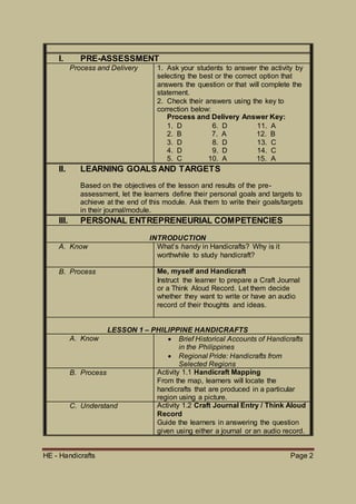 TABLE OF SPECIFICATION -HANDICRAFT | DOCX