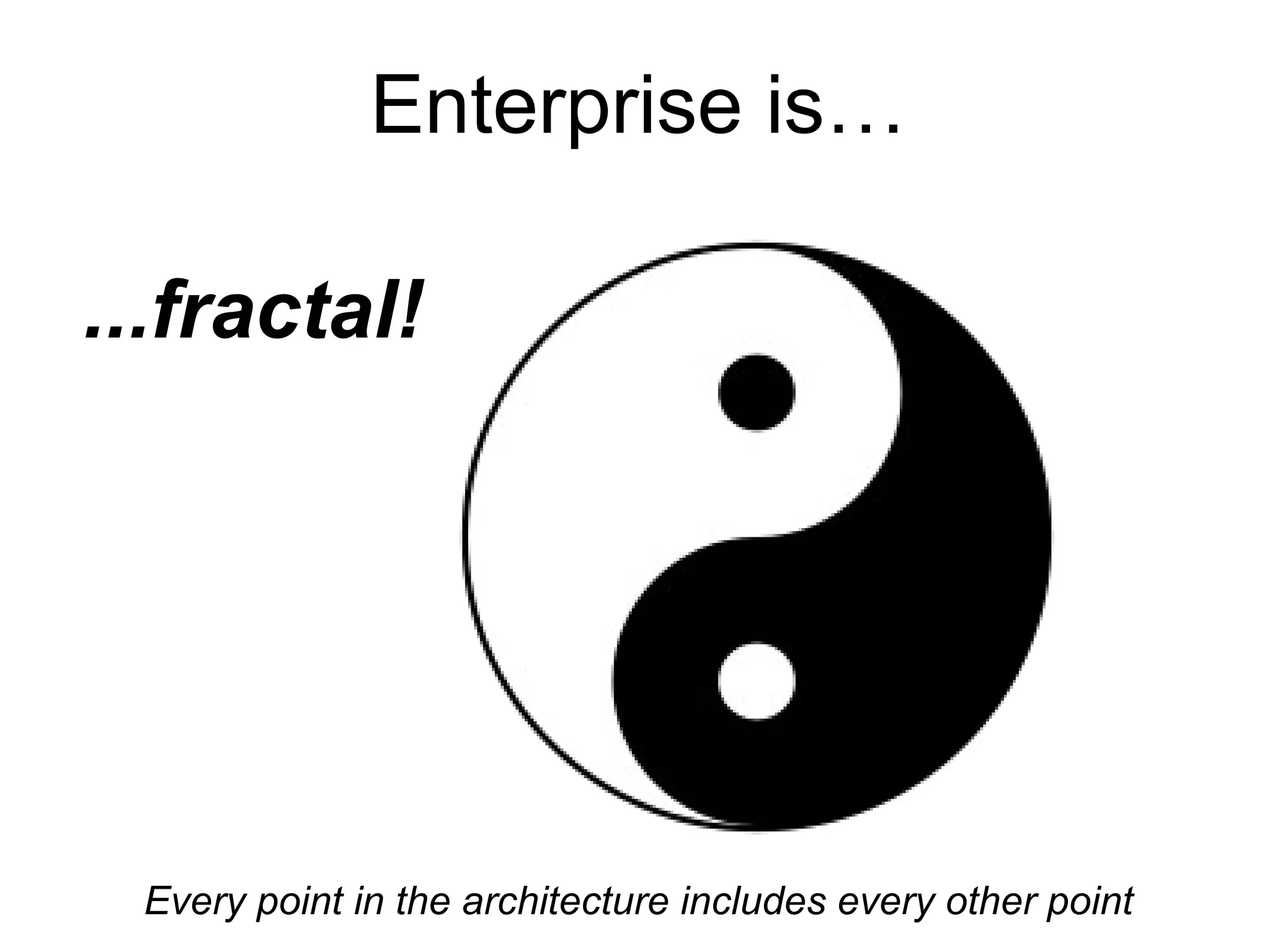 Enterprise is…
Every point in the architecture includes every other point
...fractal!
 