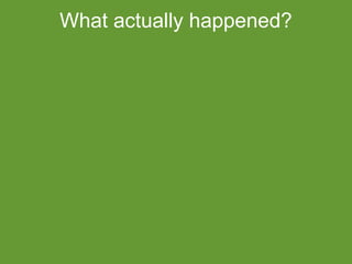 What actually happened?
Answer: architecture of the
enterprise

 