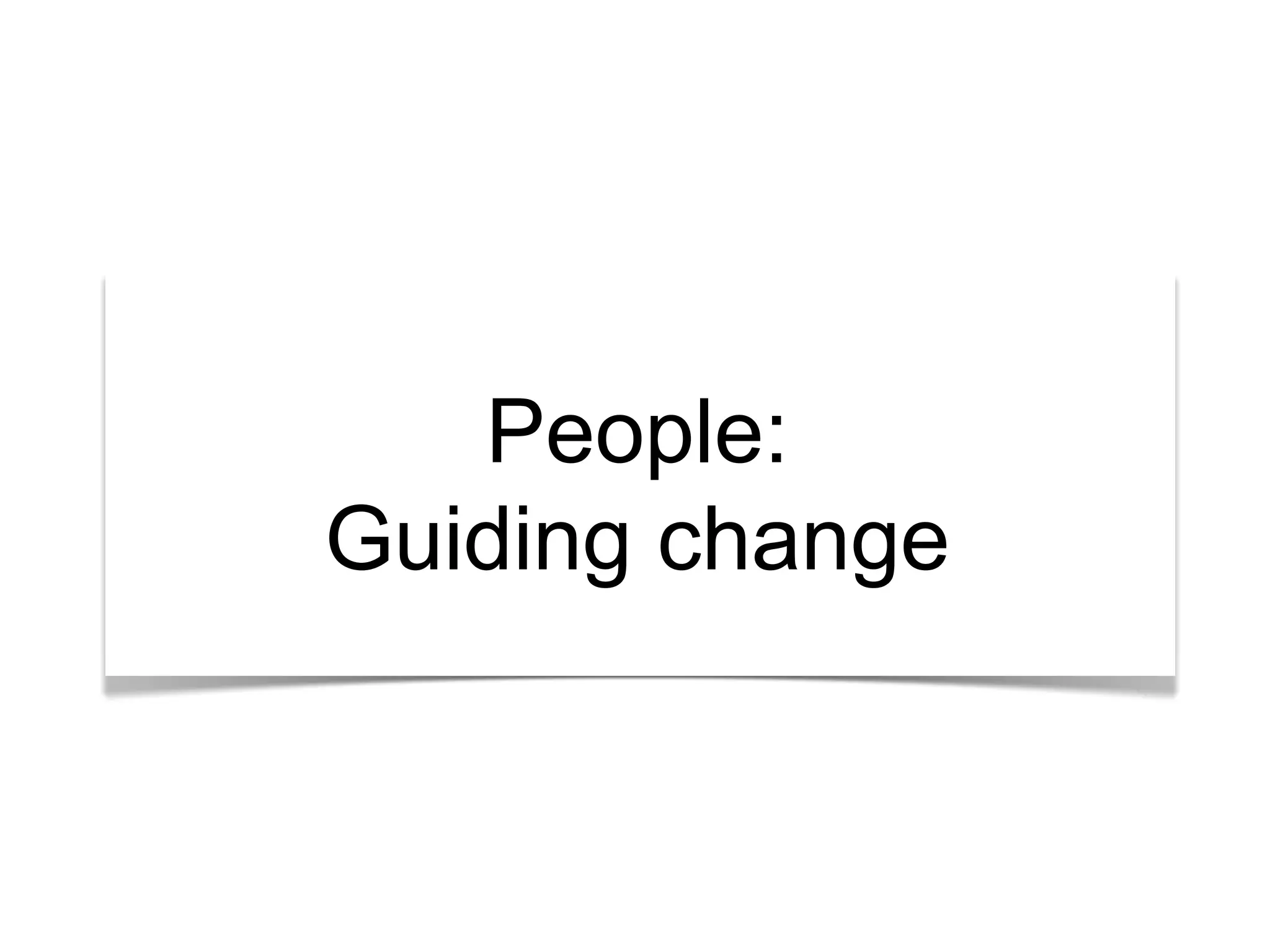 People: 
Guiding change 
 