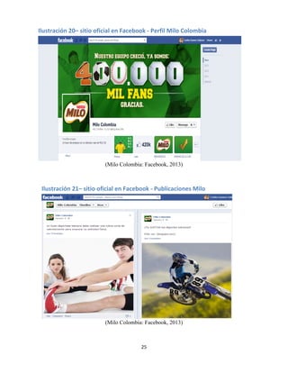 25
(Milo Colombia: Facebook, 2013)
(Milo Colombia: Facebook, 2013)
Ilustración 20– sitio oficial en Facebook - Perfil Milo Colombia
Ilustración 21– sitio oficial en Facebook - Publicaciones Milo
 