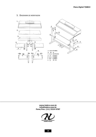 Piano Digital TG8815
5. DIAGRAMA DE MONTAGEM
20
www.habro.com.br
info@habro.com.br
Fone/Fax: (11) 3224 9787
 