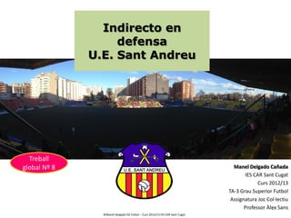 Manel Delgado Cañada
IES CAR Sant Cugat
Curs 2012/13
TA-3 Grau Superior Futbol
Assignatura Joc Col·lectiu
Professor Àlex S...