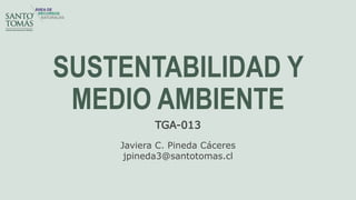 SUSTENTABILIDAD Y
MEDIO AMBIENTE
TGA-013
Javiera C. Pineda Cáceres
jpineda3@santotomas.cl
 