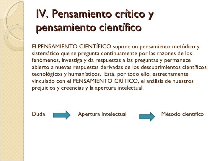 LA FORMACIÓN DEL PENSAMIENTO CRÍTICO Y CIENTÍFICO