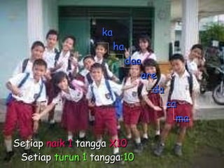 ka ha   daa    are   da   ca   ma Setiap  naik 1  tangga  X10   Setiap  turun 1  tangga :10 