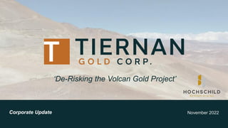 1
November 2022
Corporate Update
‘De-Risking the Volcan Gold Project’
 