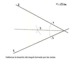 Hallamos la bisectriz del ángulo formado por las rectas