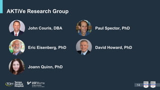 AKTiVe Research Group
14
John Couris, DBA
Eric Eisenberg, PhD
Joann Quinn, PhD
David Howard, PhD
Paul Spector, PhD
 