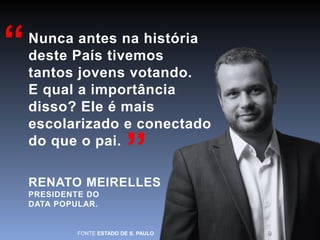 COMO AS NOTÍCIAS SE MULTIPLICAM NAS REDES 
Textos indicados pelos leitores durante 
a eleição ampliaram audiência na imprensa 
2 1 Notícia O site publica é divulgada uma notícia 
nas redes sociais 
O site compartilha via Facebook 
O site compartilha via Twitter 
O leitor também pode dividir no Twitter 
ou no Facebook os links que leu 
 