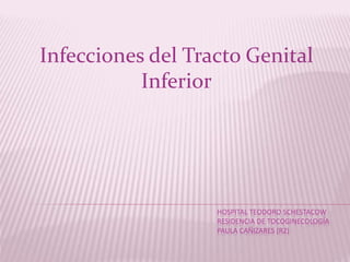 HOSPITAL TEODORO SCHESTACOW
RESIDENCIA DE TOCOGINECOLOGÍA
PAULA CAÑIZARES (R2)
Infecciones del Tracto Genital
Inferior
 