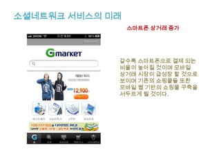 모바일SNS의 특징간편한 UI가 특징주소록을 동기화 시킴사진이나 동영상을 찍어서 바로업로드 시킬 수가 있음위치정보를 간편하게 노출시킬수 있음