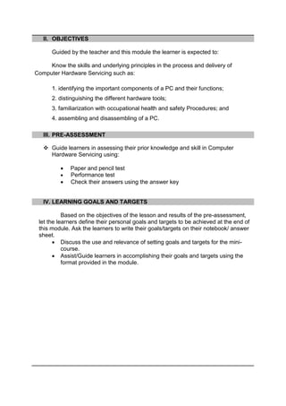 K-12 Teacher's Guide on Computer Hardware Servicing | PDF