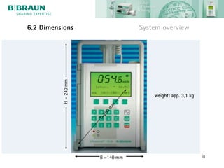 6.2 Dimensions                      System overview




          H = 240 mm




                                        weight: app. 3,1 kg


                              m
                         0m
                         20
                       T=




                        B =140 mm                             10
 
