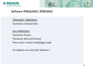 Software IFMe02003, IFM03003

IFMe02003, IFME03003:
Correction of Dianet Star

Only IFME03003:
Correction History
•protocols delivered Volume
•new event: normal mode/piggy mode

For Updates use only later Software !




                                        116
 