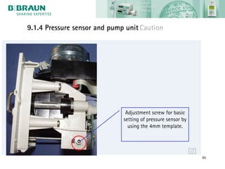 9.1.4 Pressure sensor and pump unit Caution




                               Adjustment screw for basic
                              setting of pressure sensor by
                                using the 4mm template.




                                                              95
 